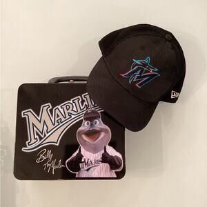Youth Florida Marlins Baseball Cap & Lunch Box in Excellent Preowned Condition